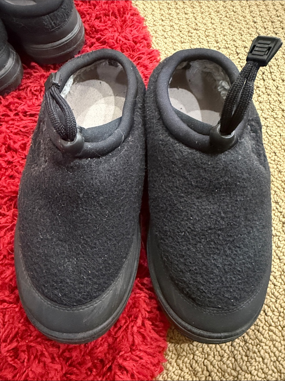 Vintage 90s JIBS Fleece Bungee Cord Slippers Clogs Black Size 9 / L